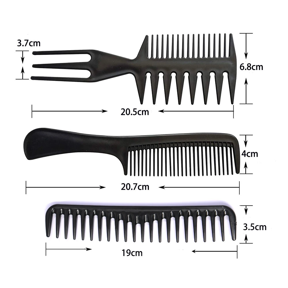 10PCS Black Professional Salon Hairdressing Multifunction Anti-Static Barbers Comb Set