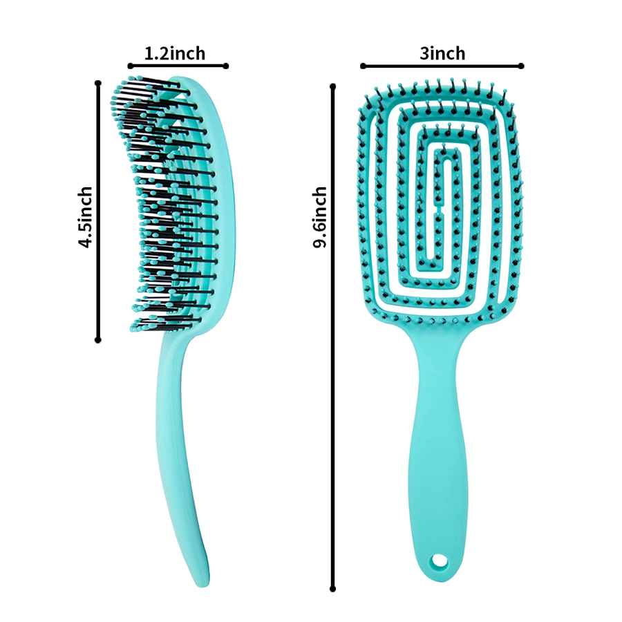 Custom Scalp Massage Large Curved Comb Flexible Anti-Static Labyrinth De-Tangle Vented Hair Brush for Women Wet/Dry Long Hair Use